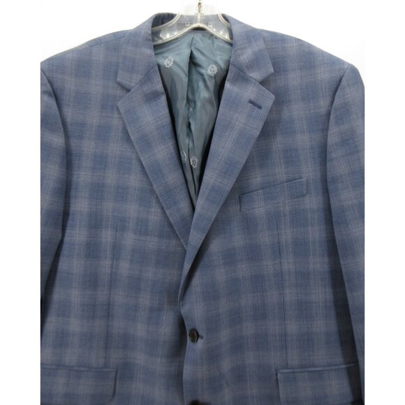 Lauren Ralph Lauren Label Sport Coat 46 Blue Blazer Wool Blend Plaid - Picture 2 of 13